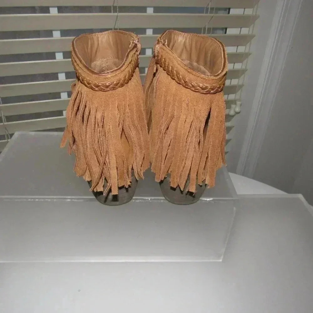 CORKYS Arcadia Fringe Braid Ankle Booties Boots S - Picture 5 of 6